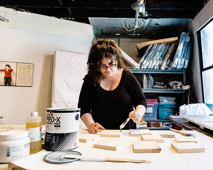 Jessica Burko working in her South End studio