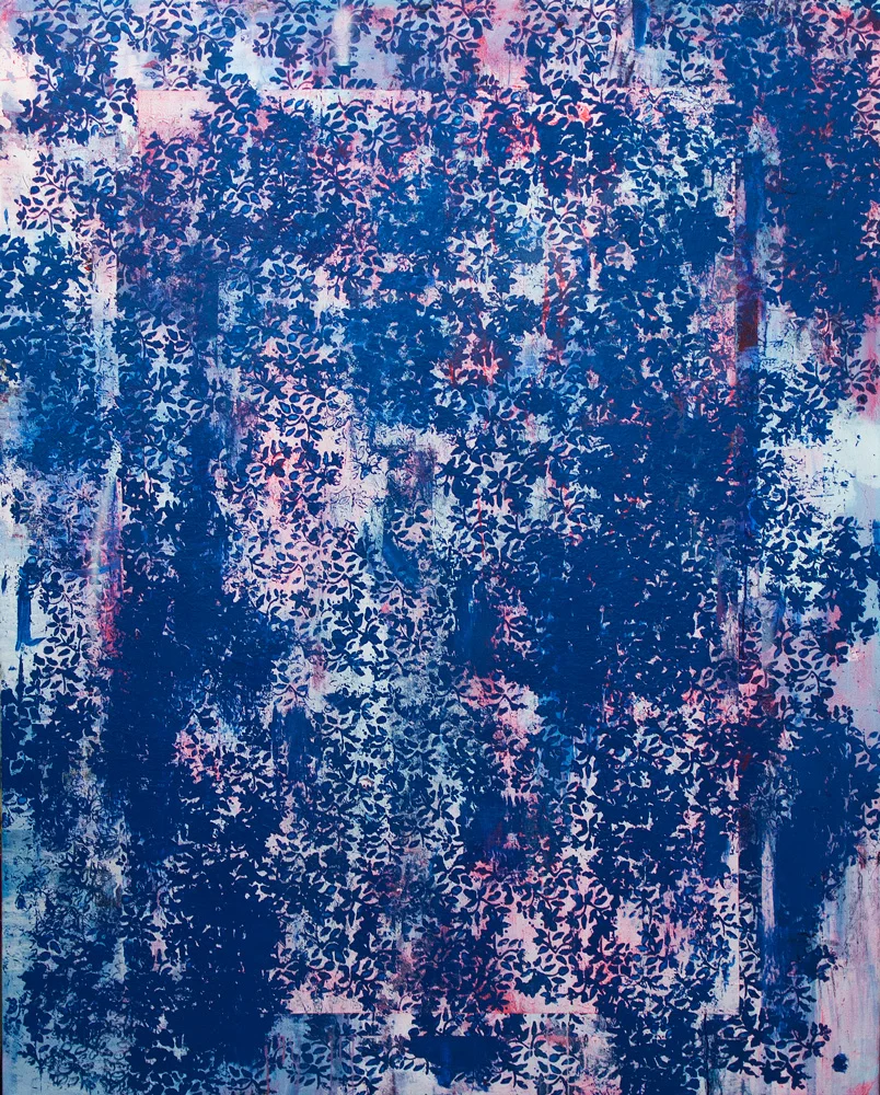 Untitled , 2014 enamel, acrylic and spray paint on canvas 54 x 68 inches