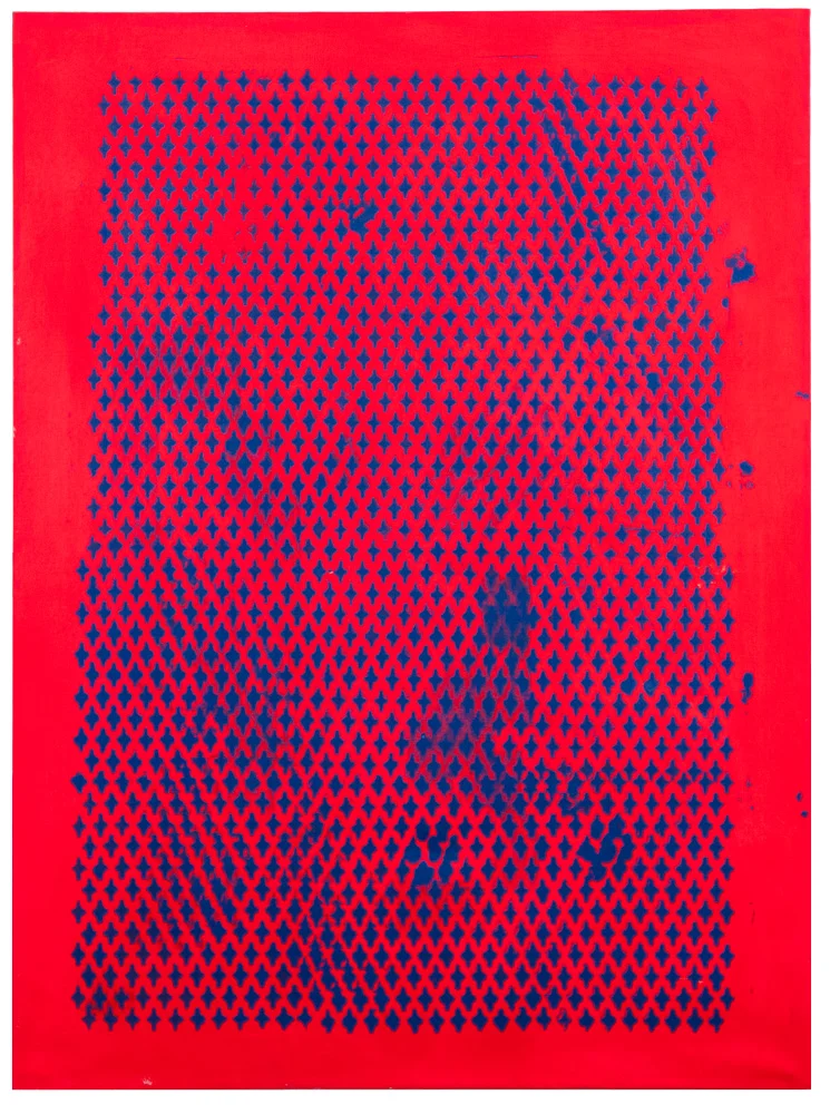 Untitled , 2015 acrylic, enamel and glitter on linen canvas 30.5 x 40.5 inches