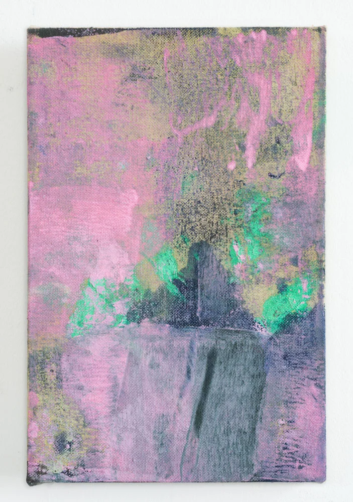 Untitled , 2017 acrylic and dye on canvas 8x12 inches