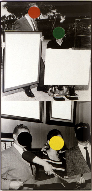  Above: "Cutting Ribbon, Man in Wheelchair, Paintings (Version #2), 1988". Source: NPR