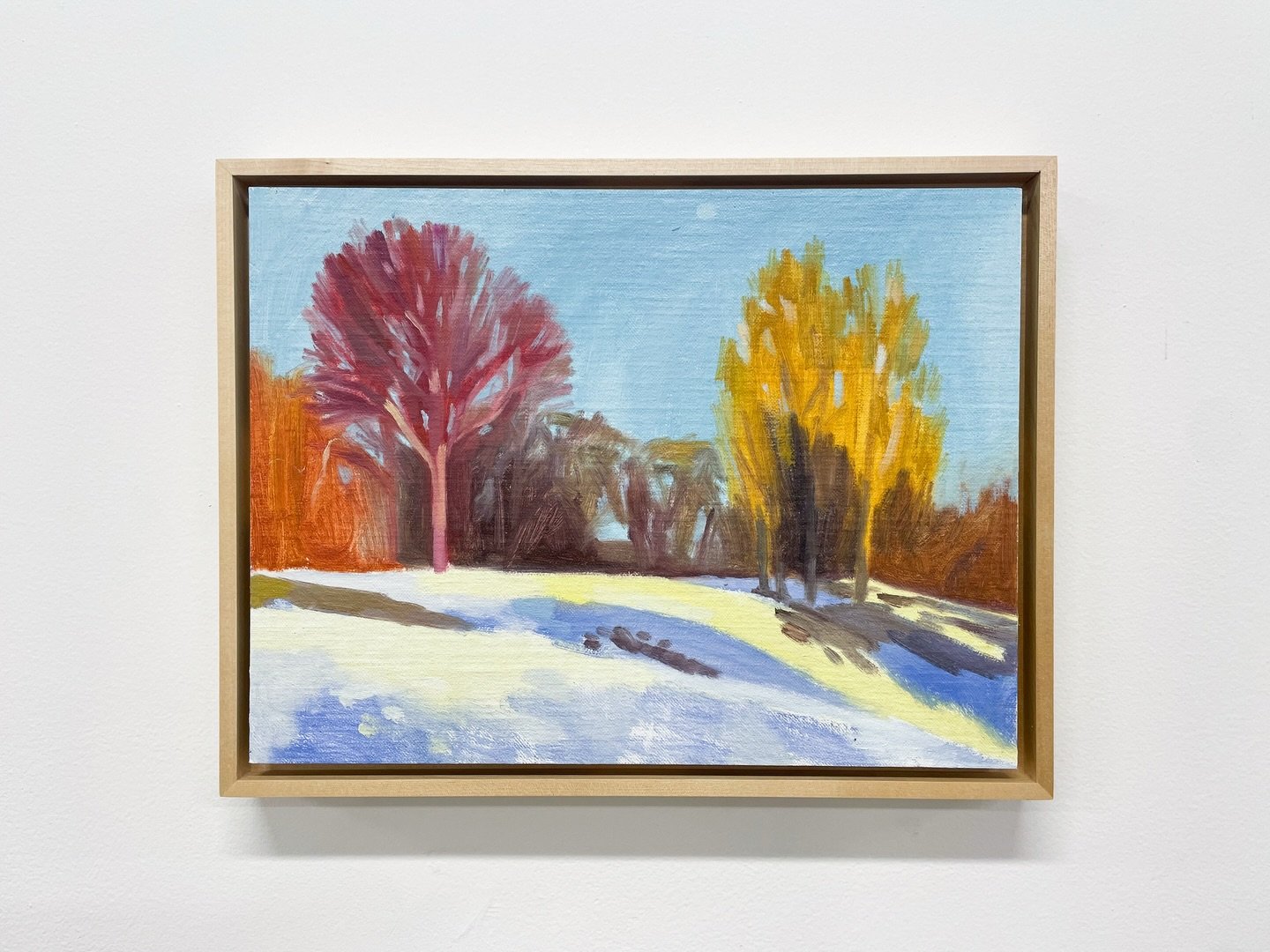 Winter Melt with Afternoon Moon, March 2026
oil on linen mounted on aluminum panel in wood frame
9 x 12 in unframed 
Available
.
.
.
.
#pleinairpainting 
#contemporarypainting 
#nycartists 
#artcollector