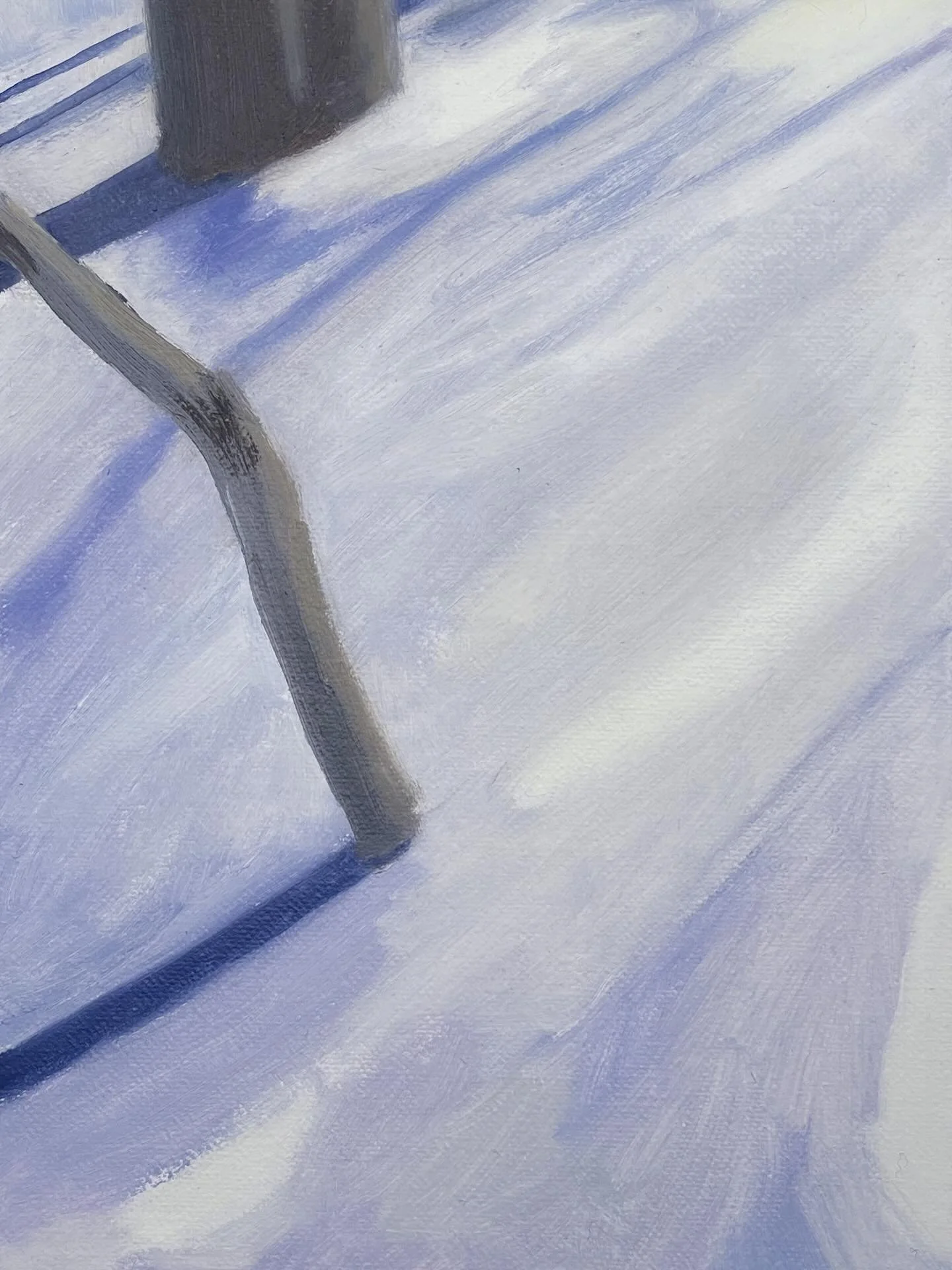 In honor of the incoming blizzard, this piece was from January&rsquo;s big snow. On-site work was difficult as the temps stayed in the teens for a while in the city, but I managed to find a warm 3pm afternoon to paint outside. The touch and structure