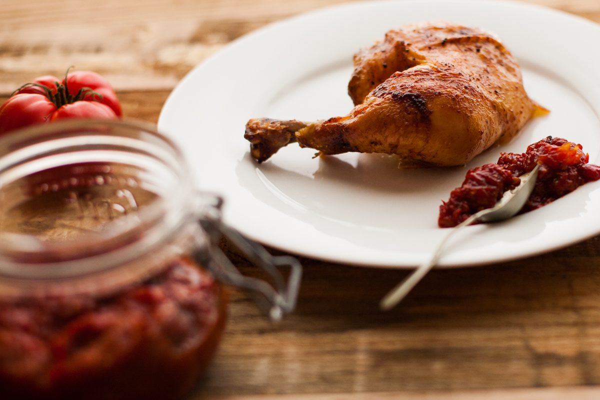 smoky tomato jam with roasted chicken