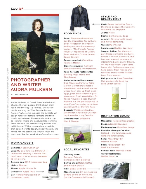 425 Magazine November/December "love it!" featured Audra Mulkern