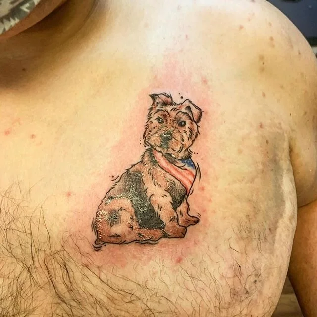 Little bit shiny and a lot a bit cute! I love doing dog portraits! @darkhearttattoo #tattoo #tattoos #dogtattoo #dogtattooportrait
