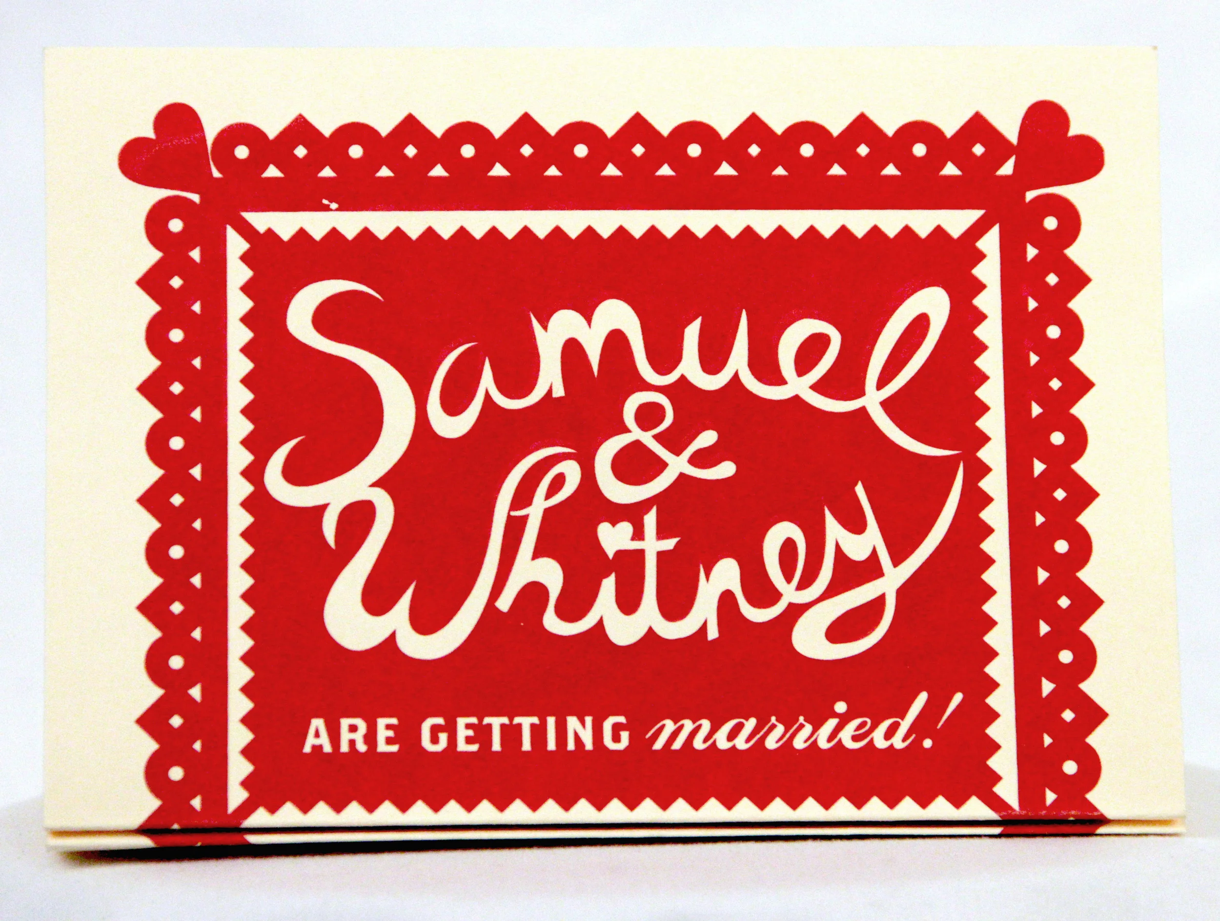 Silkscreened, bilingual invitations.