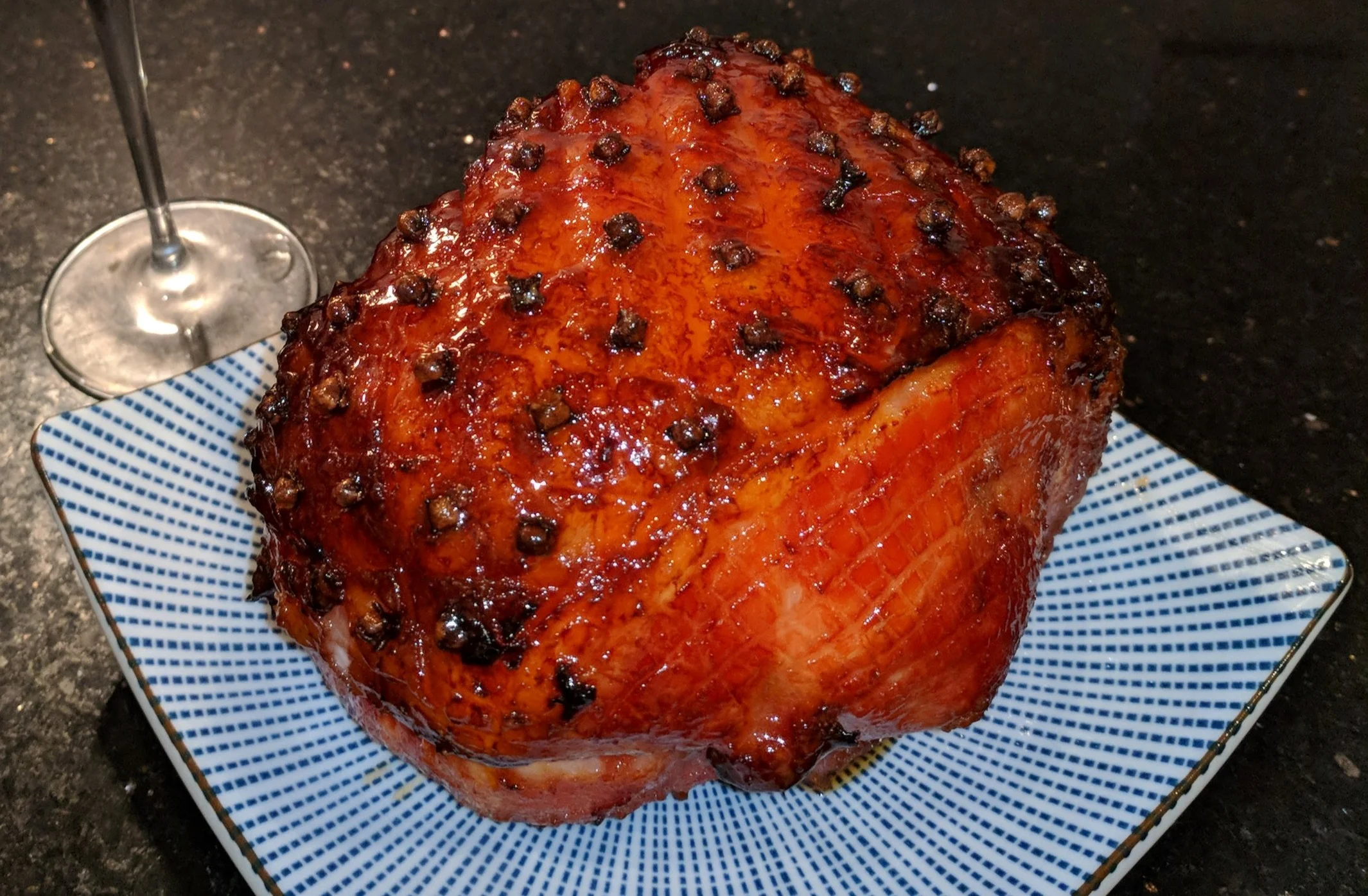 Sticky honey-glazed ham