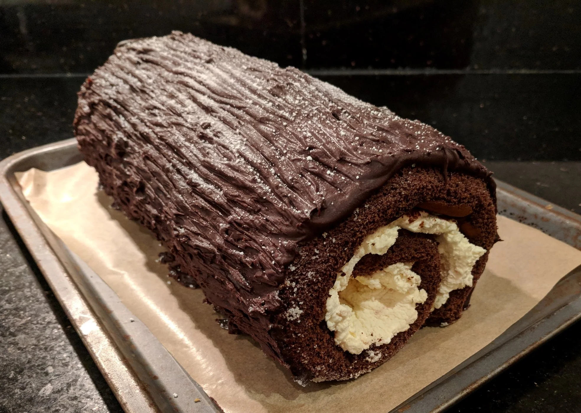 Chocolate &amp; vanilla yule log