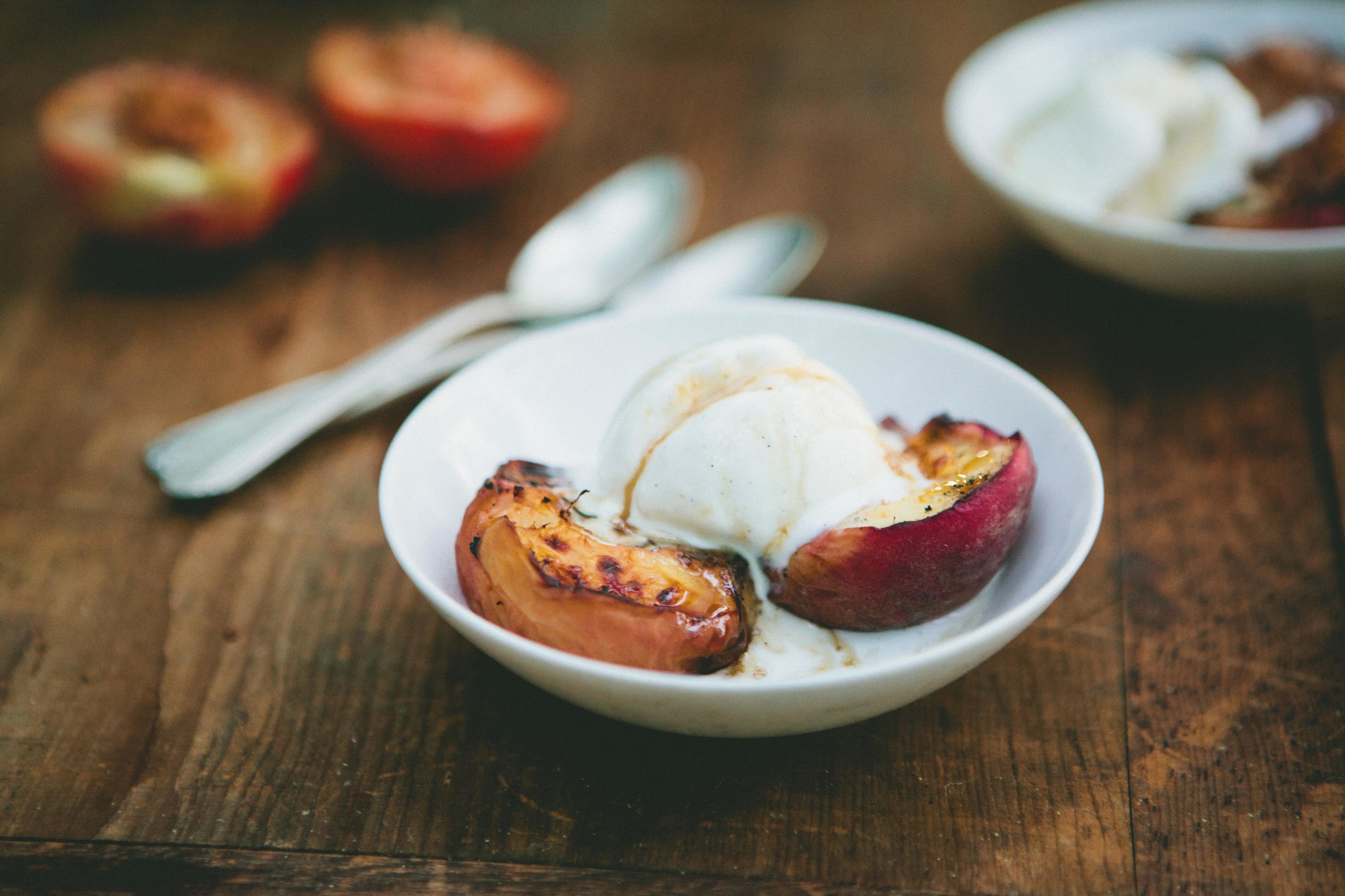 Grilled Maple Bourbon Peaches