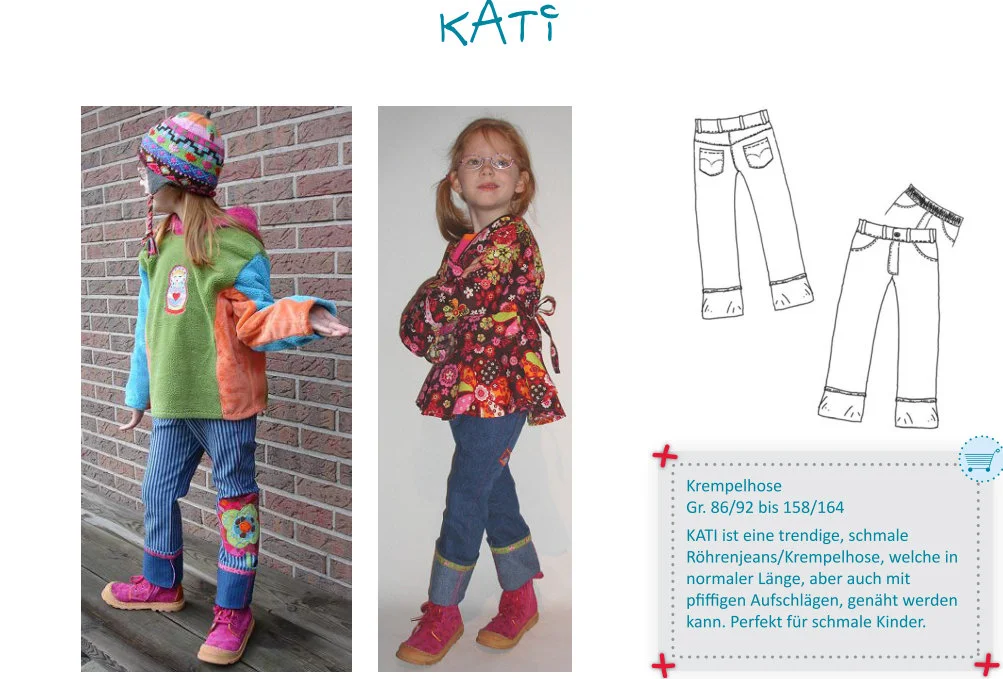 KATI skinny jeans GIRLS or BOYS pattern by Farbenmix — studio TANTRUM