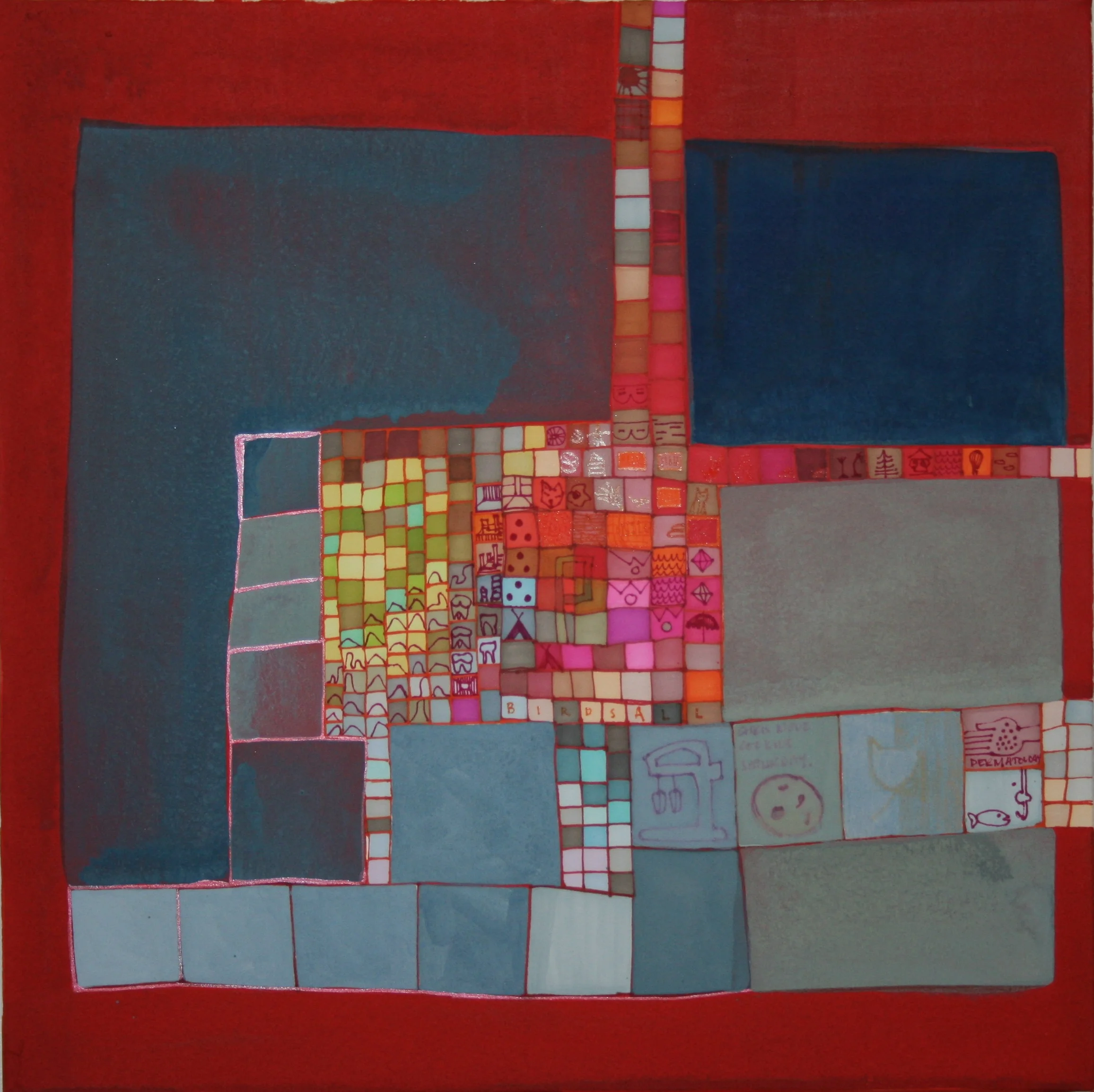 3 Threes. 2008. Ink and Acrylic on Paper. 16" x 16"