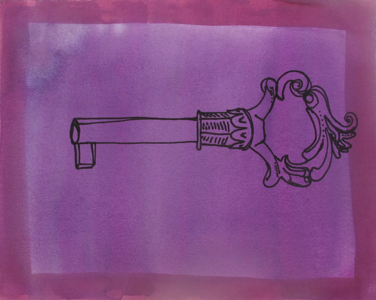 Key. 2003. Ink and Watercolor on Paper. 6" x 9"