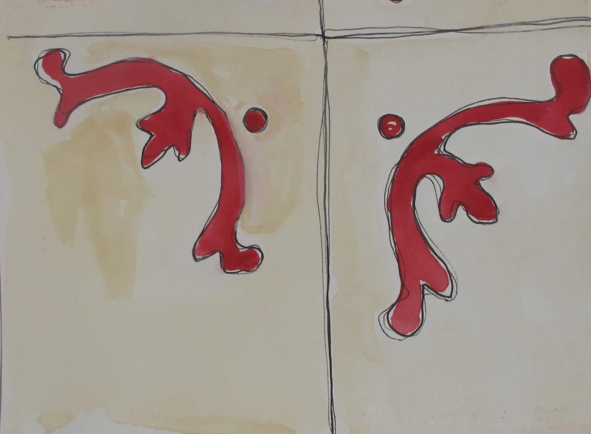 Tile. 2003. Ink and Watercolor on Paper. 6" x 9"
