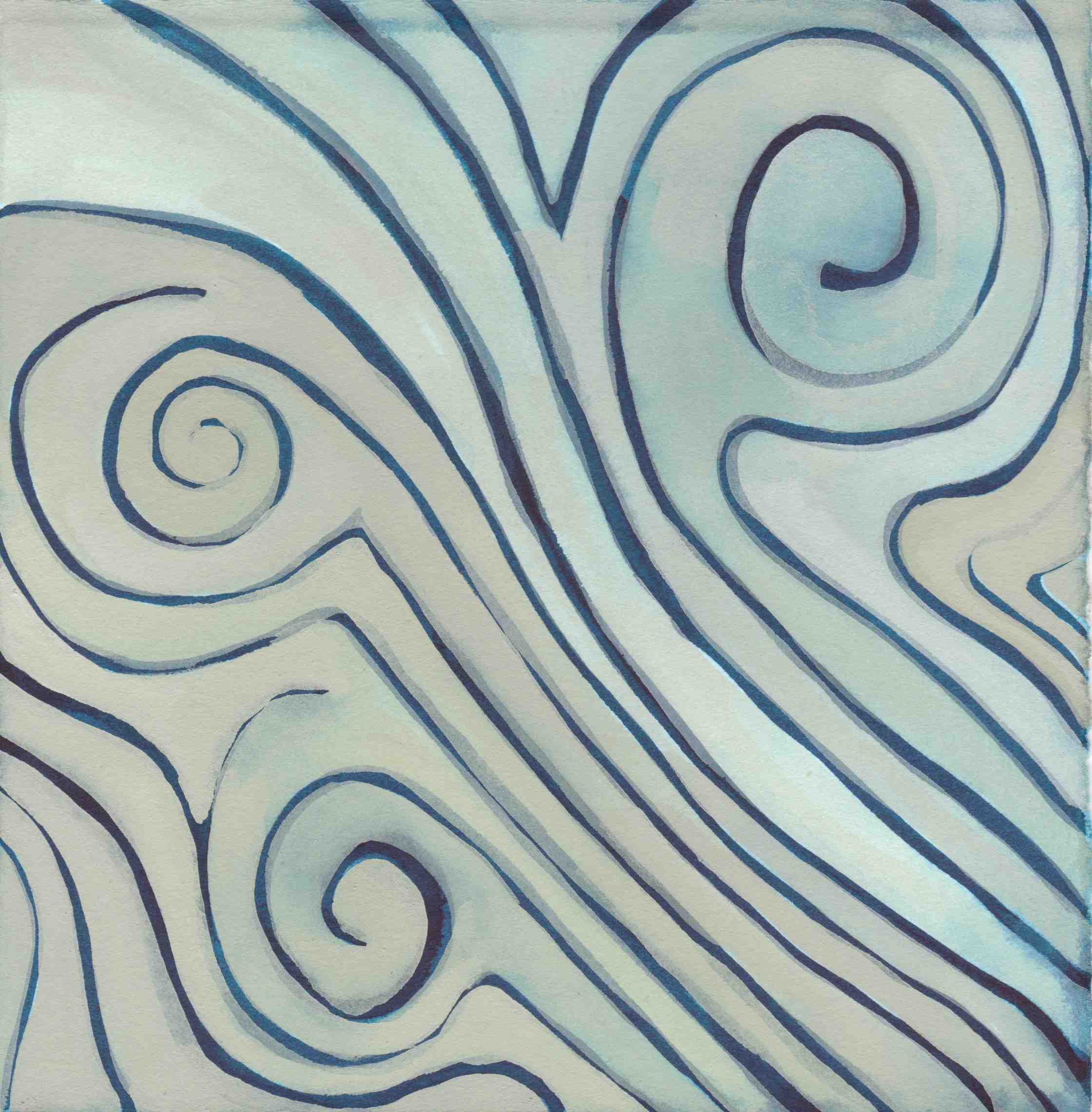 Wind. 2014. Gouache and Ink on Paper. 7" x 7"