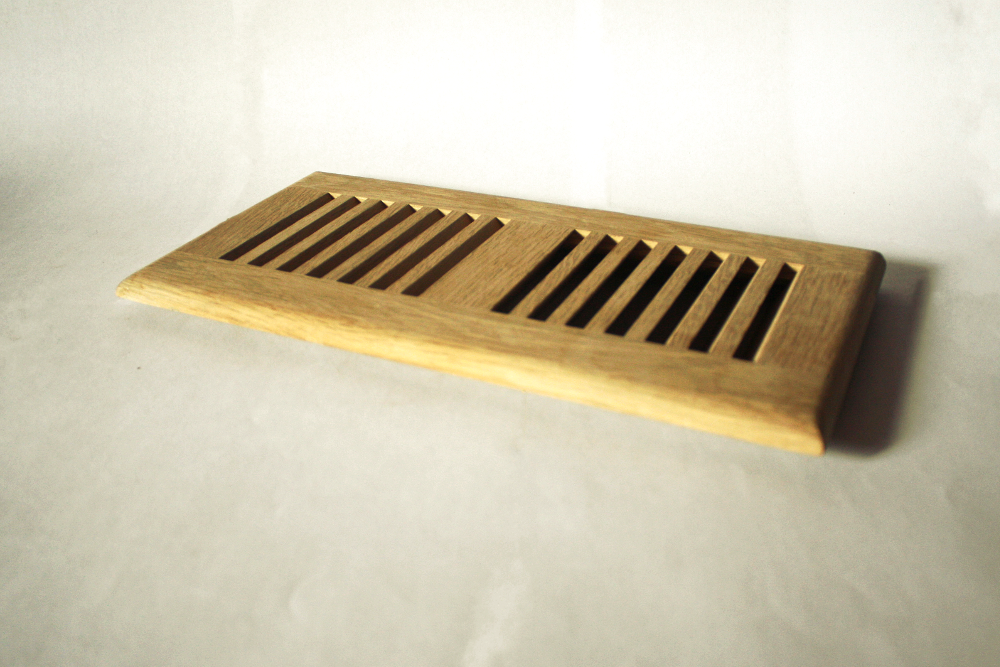  Along with the flushmount style, we make retro vents that can go over tile, carpet or whatever flooring you happen to have. These are like those metal ones everyone is used to seeing, but with pretty wood. 