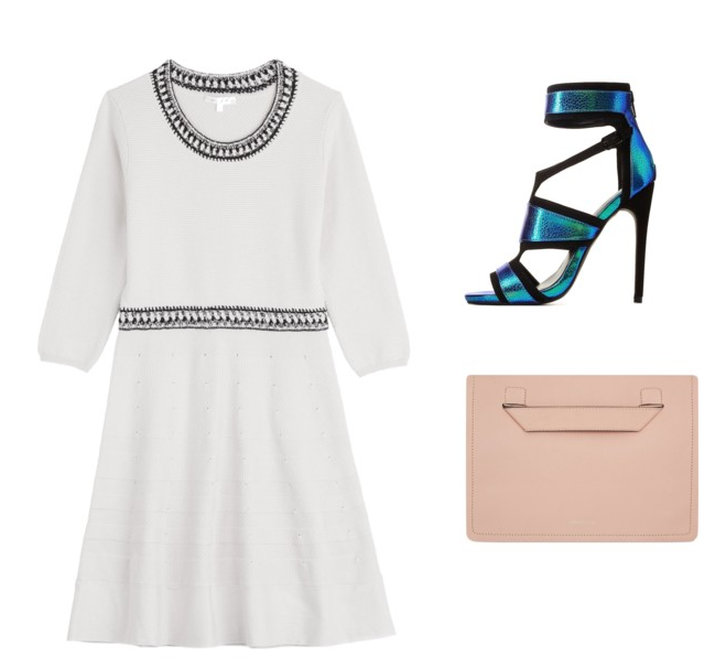 Dress, Paule Ka $384 / Shoe, Charlotte Russe $64 / Clutch, Karen Millen $190