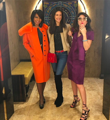 Much better! Rhonda Walker resplendent in the show-stopping coat of the season and model Venessa Mekled @veemekled is the signature belt. 