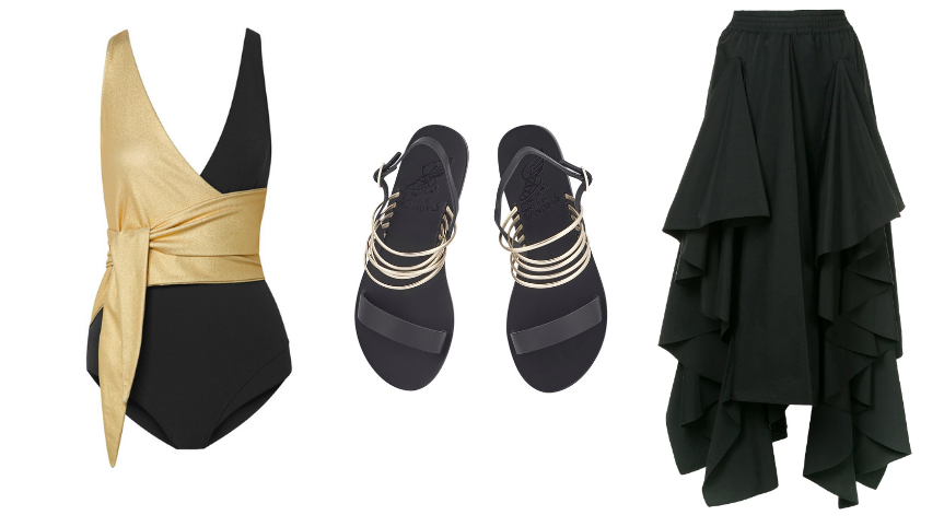Swimsuit Lisa Marie Fernandez / Sandals Ancient Greek Sandals / Skirt Romance was Born