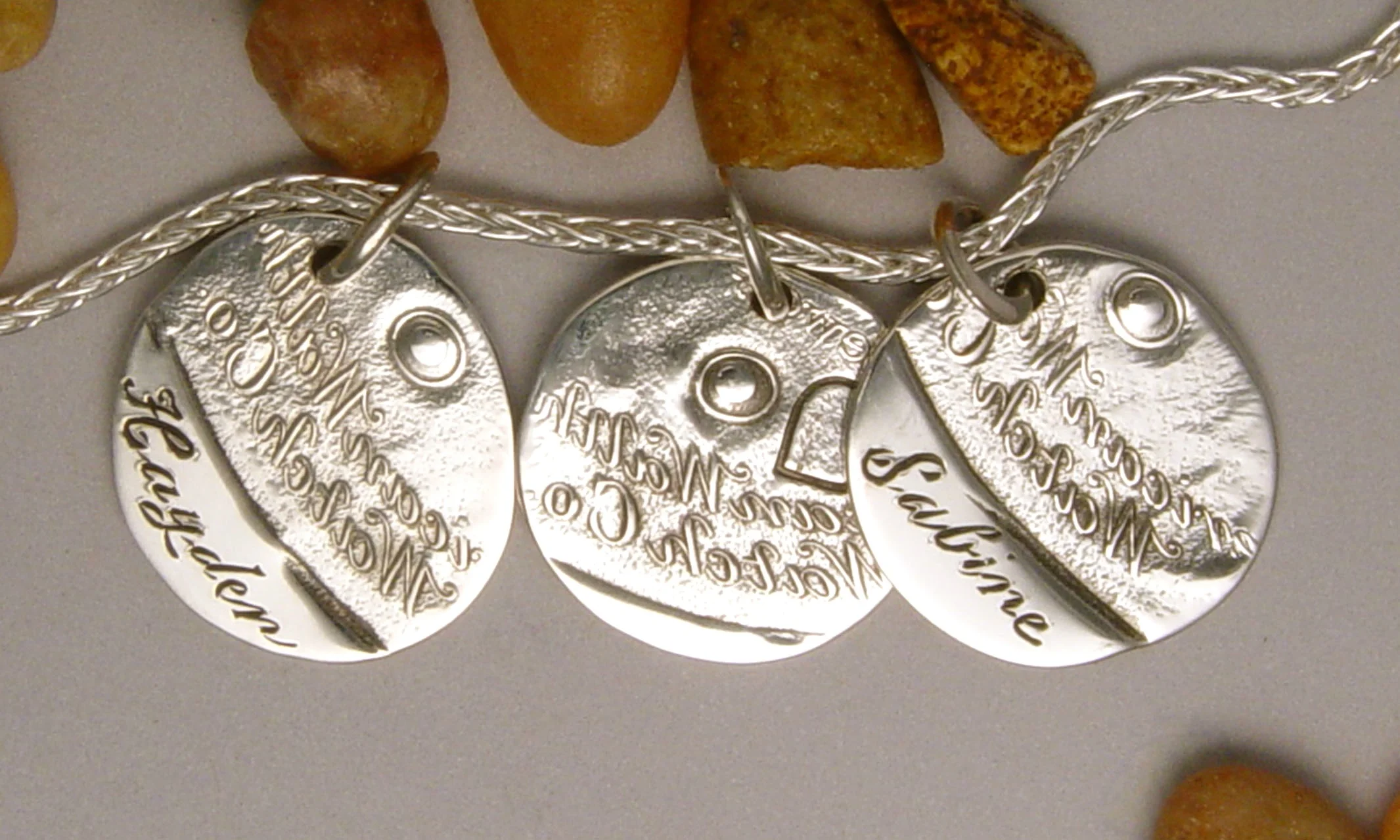 STERLING SILVER TEXTURED CHARM - ENGRAVED