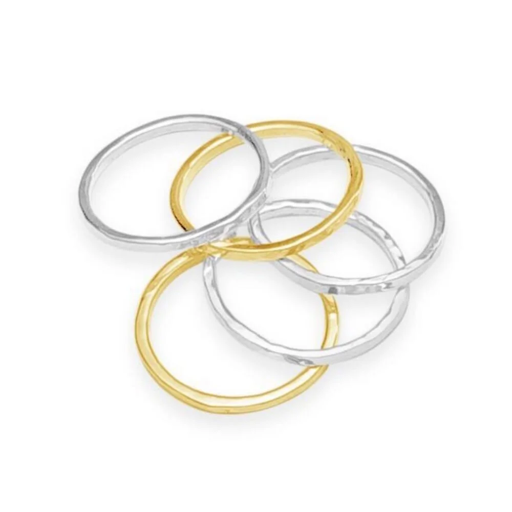 SandraDeeOwens-hammered-14kt-White-Yellow-Gold-stacking-rings-handmade-in-vermont.jpg