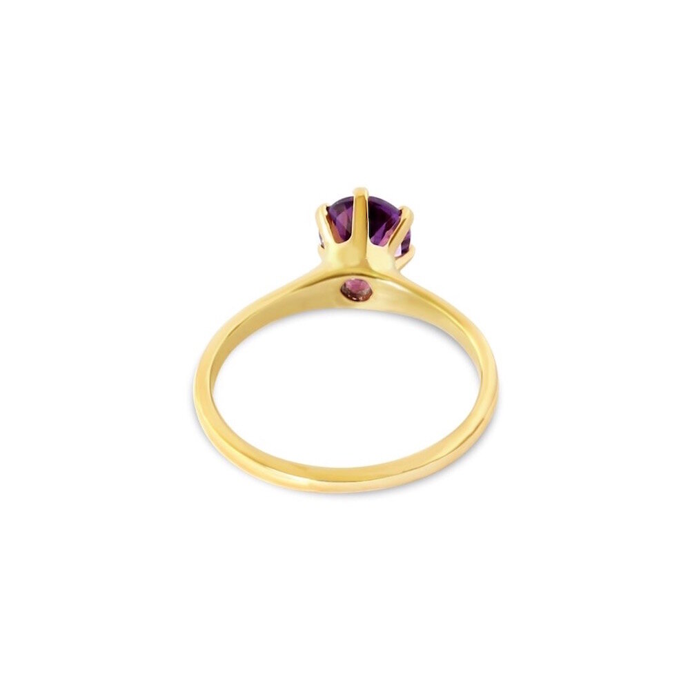 SandraDeeOwens-Amethyst-Yellow-Gold-Engagement-Ring-Handmade-in-Vermont-rear-view.jpg