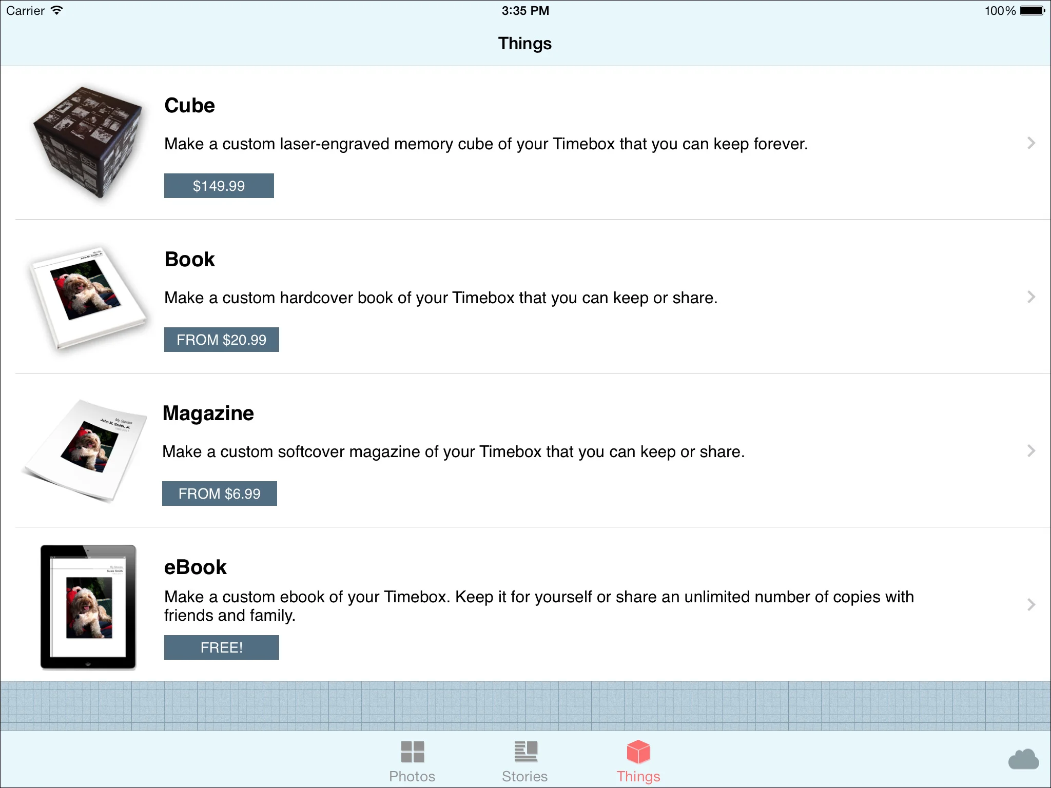 Timebox makes it easy for you to make something with your stories and photos. 