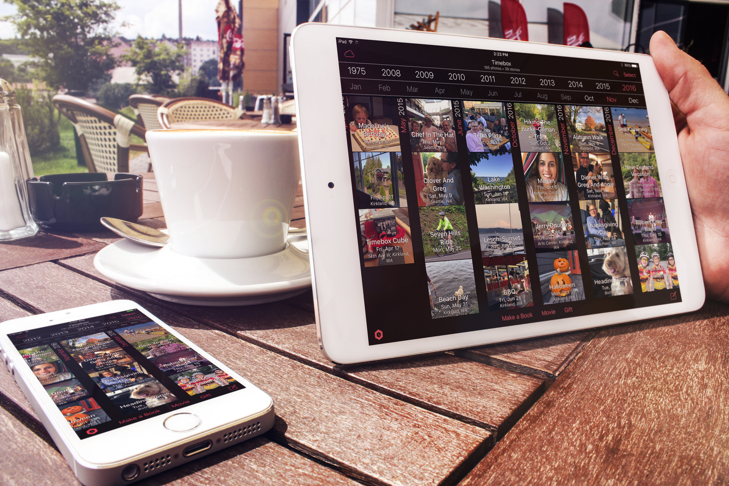 Timebox syncs your stories across your iPhones and iPad via iCloud.