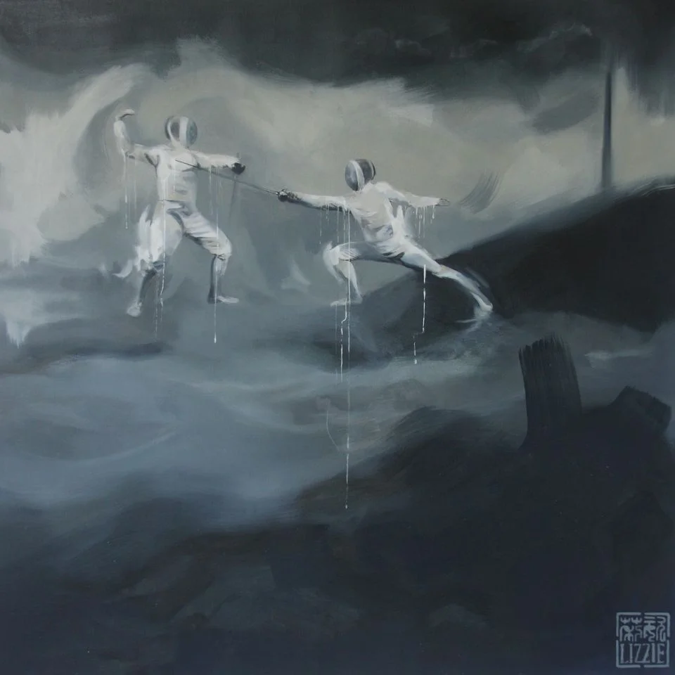 Everyday Struggle , 2014 36" x 36" x 1" Oil & mixed media on canvas