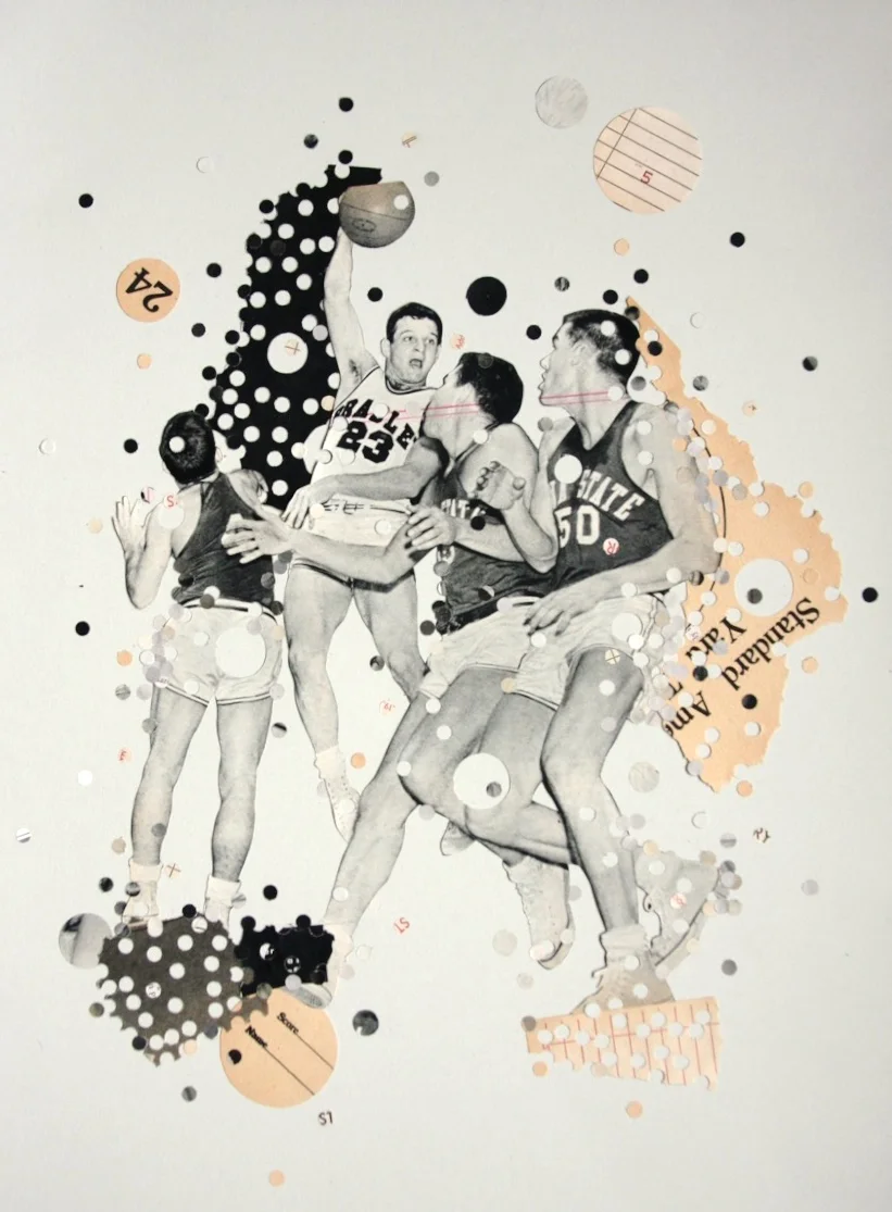 Slam Dunk (She Messaged First), 2015 15" x 20" Collage on paper