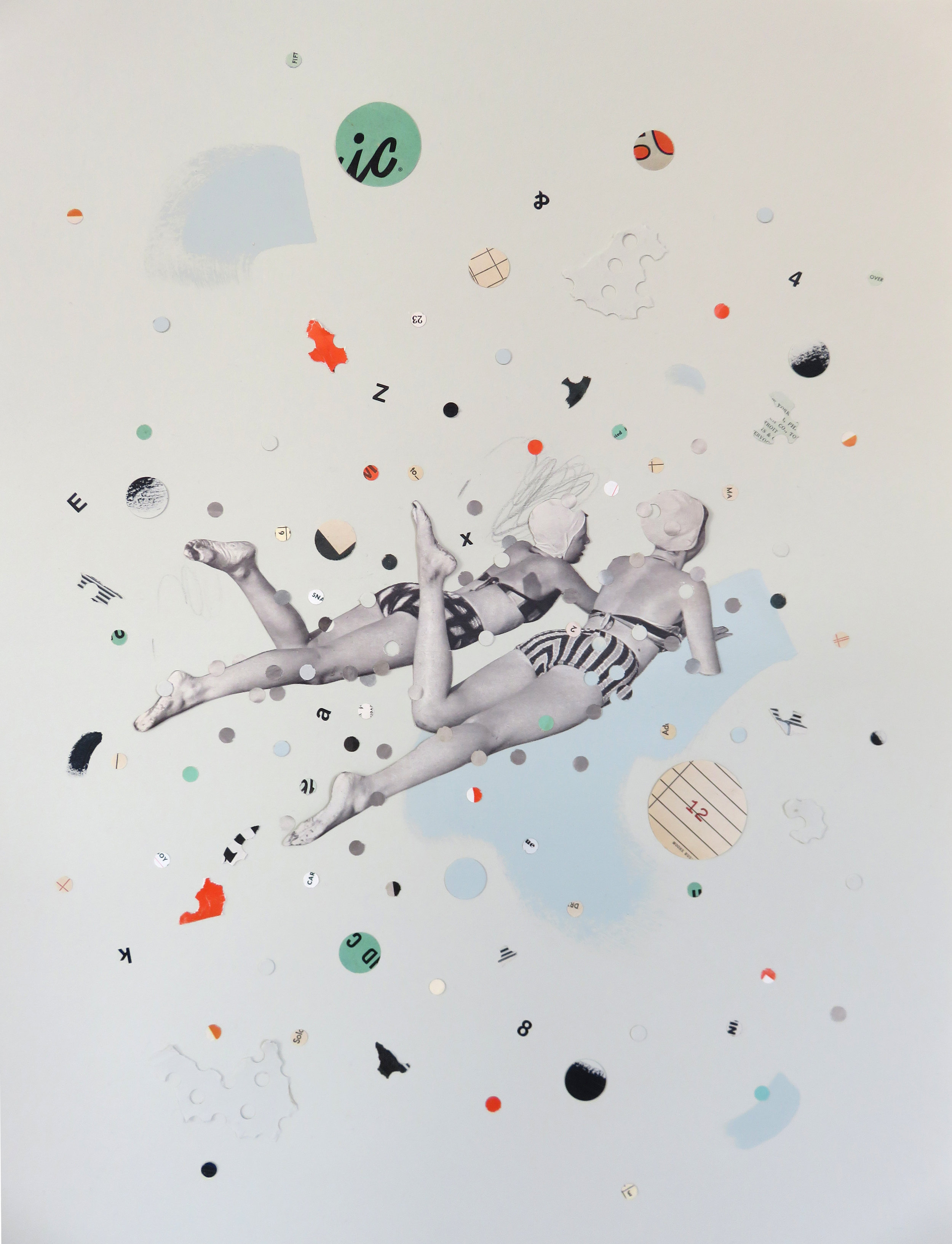 Hates the Beach (Swipe Left) , 2018 15"x20" Mixed media & Collage on paper