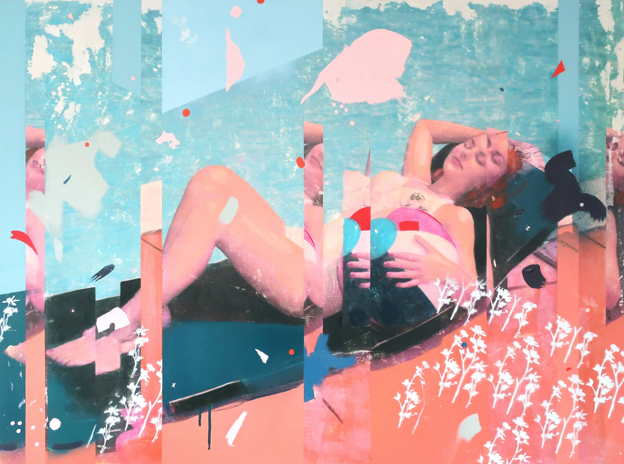 AdultSwim.png , 2019 Image transfer and acrylic on wood panel 30 × 40 in