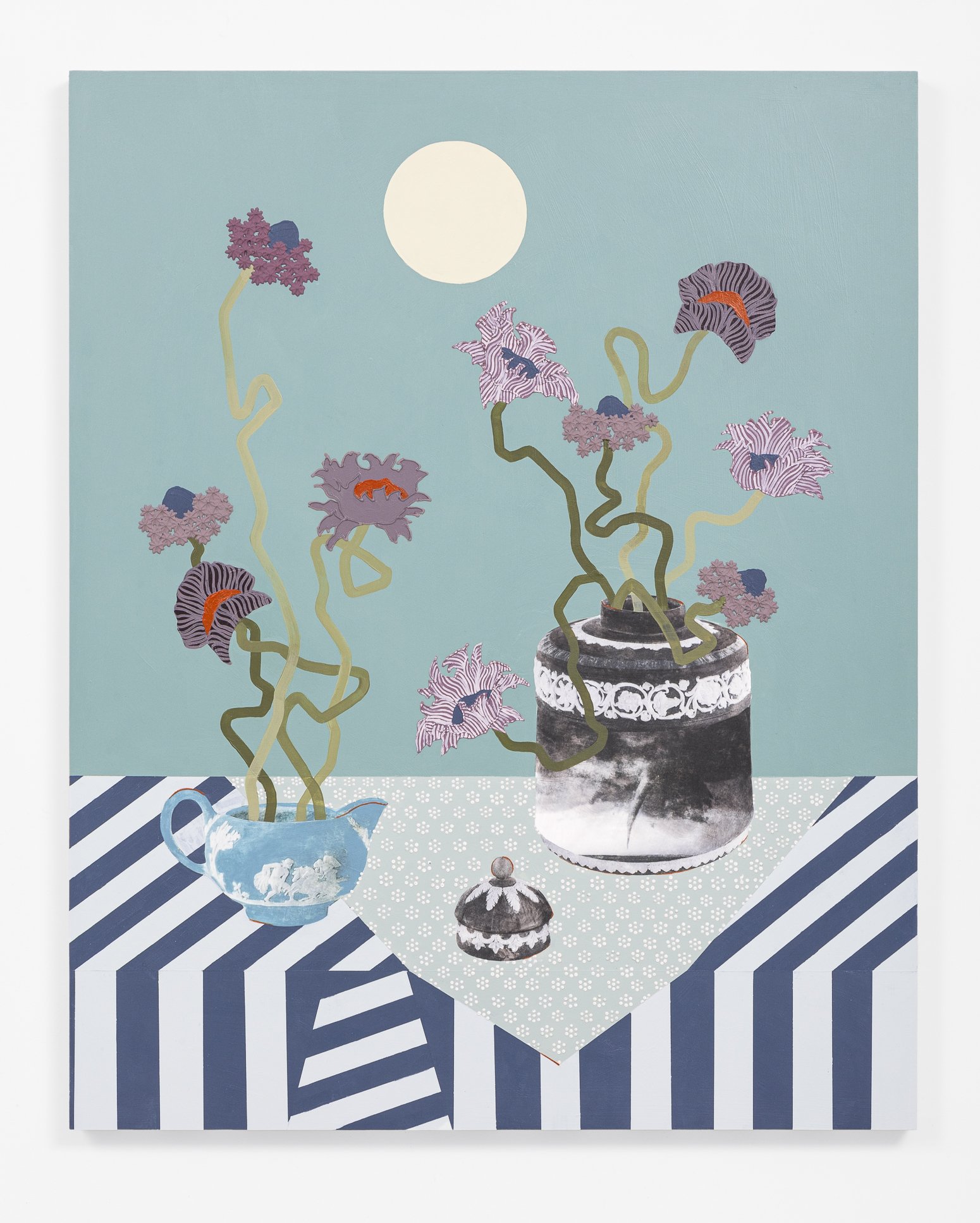   Wedgwood Tea Caddy (Downburst) , 2023 acrylic, image transfer + marble dust emulsion on panel 30 x 24 in 76.2 x 61 cm 