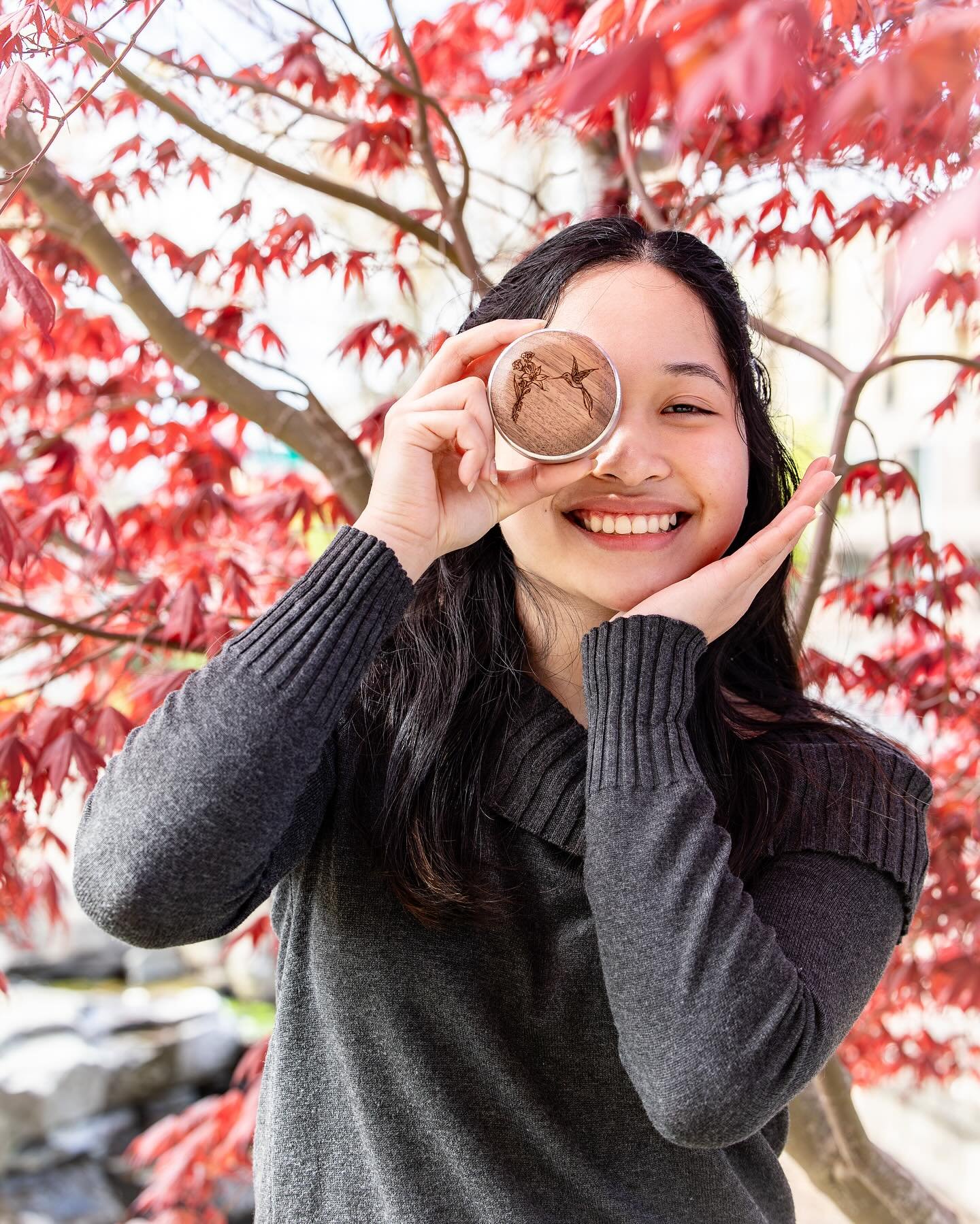 Congratulations to our very own Myca for hitting one year at Broadway! 🥳 When our baristas hit the year mark, they receive a custom tamp as their own. Myca went with a flat palm tamp and drew the design, a hummingbird with flowers, herself! 💐 Cheer