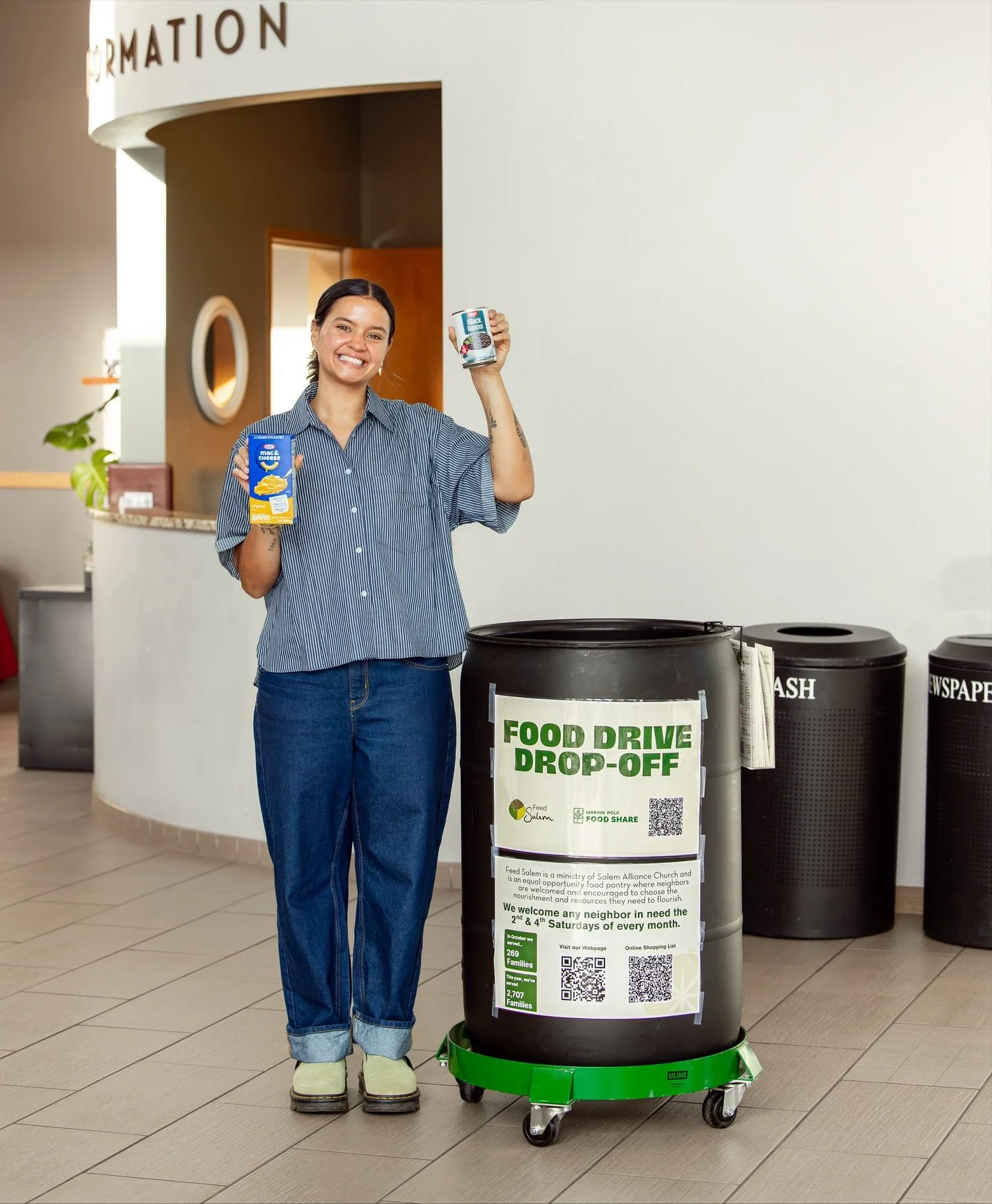 Broadway is collaborating with one of our longtime partners, @feed.salem, to host a drop off bin! 😊 As the holidays are rapidly approaching, food is needed now more than ever. Feed Salem is an equal opportunity food pantry dedicated to providing foo