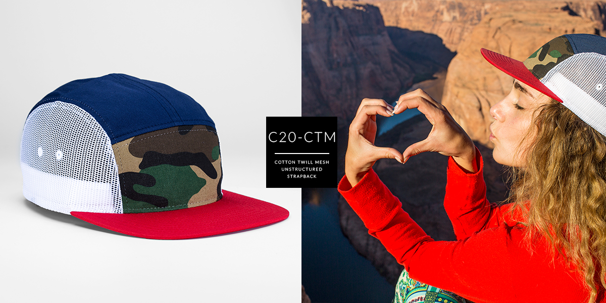 C20-CTM // Custom 5 Panel Trucker - Cotton Twill & Mesh // Strapback