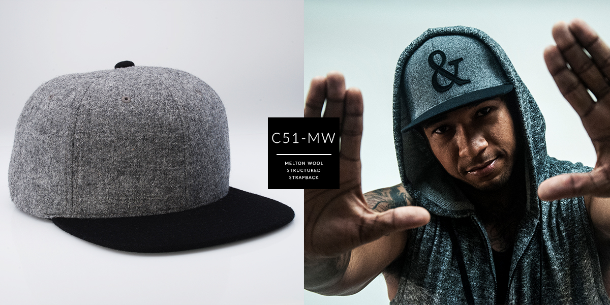 c51-MW // 6 // Custom CAPTUER - Strapback Wool HEADWEAR Melton Panel —