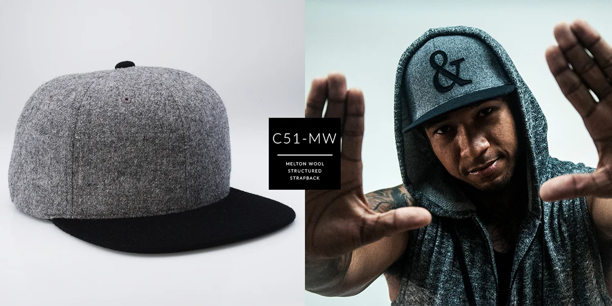 // Wool c51-MW Custom CAPTUER - // — Strapback Melton Panel 6 HEADWEAR