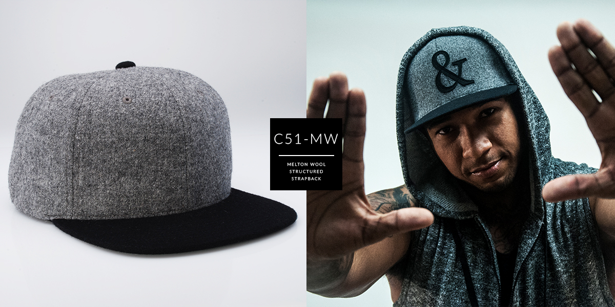 C51-MW // 6 PANEL - MELTON WOOL // CUSTOM STRAPBACK 