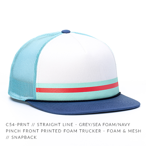 c54-PRNT // Printed Pinch Front — Foam & // Mesh Foam Trucker Hat CAPTUER Snapback HEADWEAR - Custom