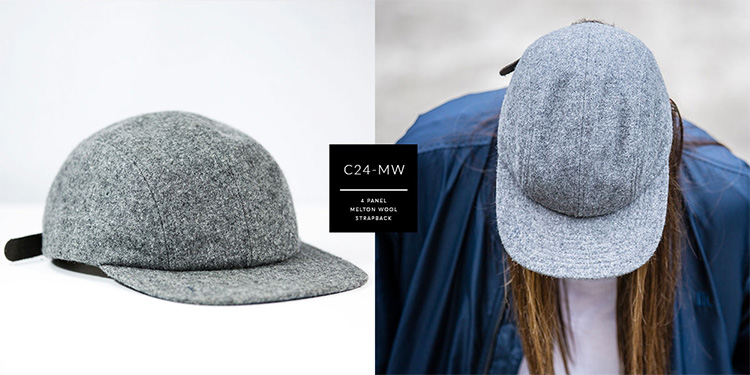 C24-MW // 4 PANEL - MELTON WOOL // CUSTOM STRAPBACK