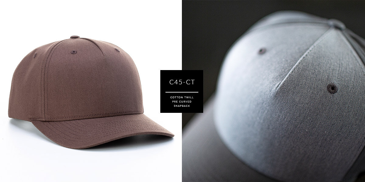 C45-CT // PRE CURVED PINCH FRONT - COTTON TWILL - CUSTOM SNAPBACK