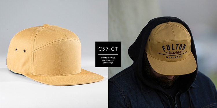 C57-CT Custom 7 Panel Hat Similar Button