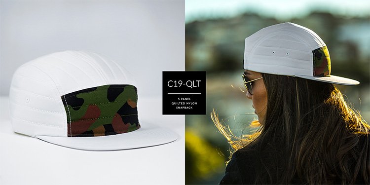 C19-QLT Custom Quilted 5 Panel Camp Hat Similar Style Button