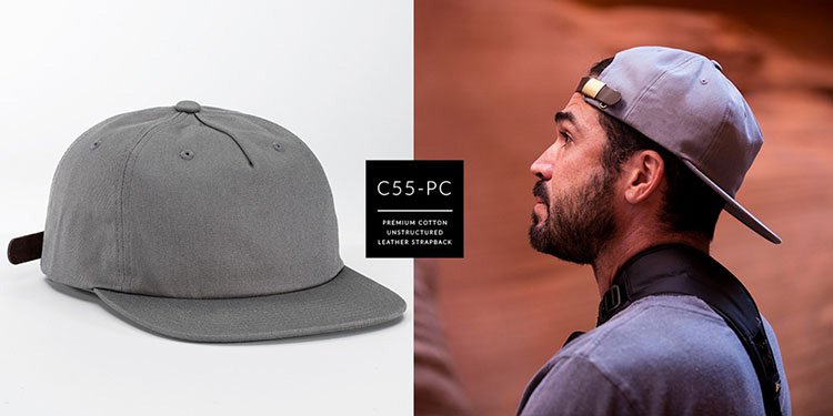 C55-IWC Custom Pinch Front Premium Cotton Unstructured Hat Similar Style Button