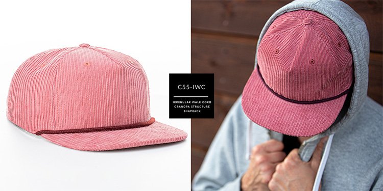 C55-IWC Custom Pinch Front Corduroy Grandpa Structured Hat Similar Style Button