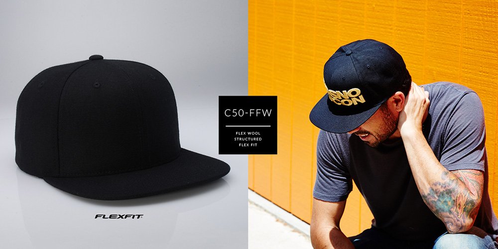 C50-FFW Flex Wool Custom 6 Panel Hat Similar Button