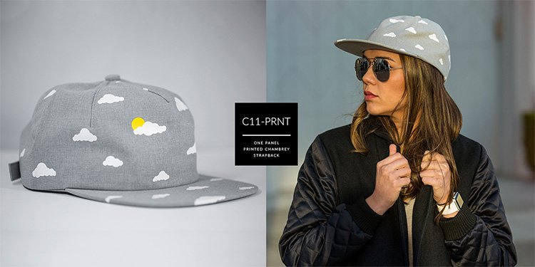 C11-PRNT //  1 PANEL - PRINTED CHAMBREY // CUSTOM STRAPBACK 