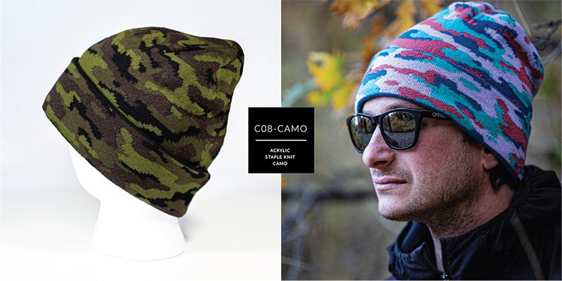 C08-CAMO // STAPLE KNIT CUSTOM CAMO BEANIE - ACRYLIC