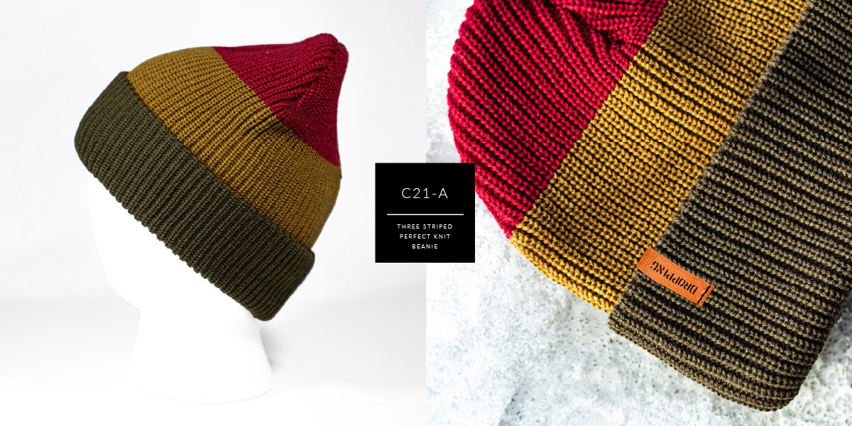 C21-A // THREE STRIPE PERFECT KNIT - ACRYLIC // CUSTOM BEANIE